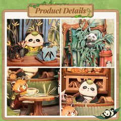 Fsolis Panda Bookshop wood pieces show durable, laser-cut craftsmanship for builds.
