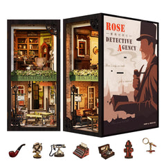 Fsolis Book Nook Rose Detective Agency wooden house kit for display.