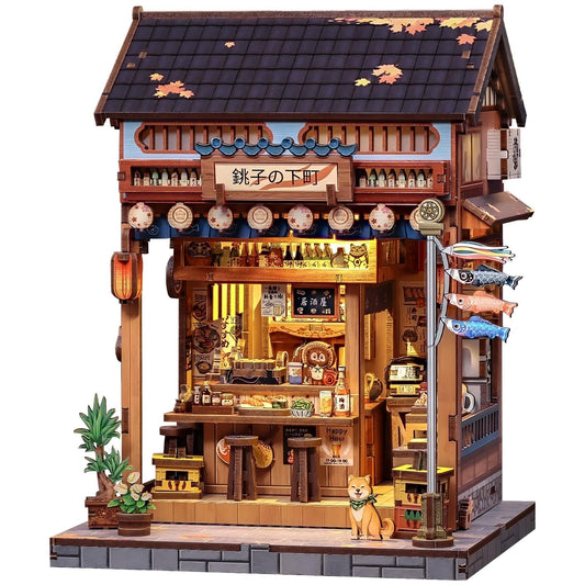 Fsolis Japanese Book Nook Kit assembly scene for beginners and shelf display