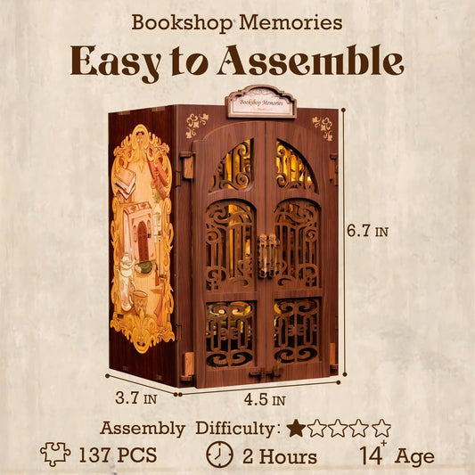 Fsolis Book Nook Kit mini library decor on a shelf