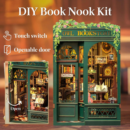 Fsolis Owl Bookstore exterior highlighting cozy bookshelf scene.