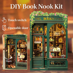 Fsolis Owl Bookstore exterior highlighting cozy bookshelf scene.