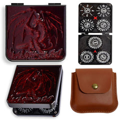 FSOUEHY DND pocket flip dice set in iron box with dragon carvings enhances table immersion.