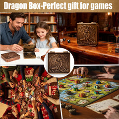 FSOUEHY Dragon-carved box detail emphasizes craftsmanship and dramatic presentation.