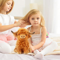 FSUGT Highland Cow plush fur texture close-up highlights soft, plush feel.