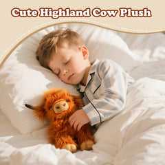 FSUGT Highland Cow plush companion for kid playtime and pretend farms.