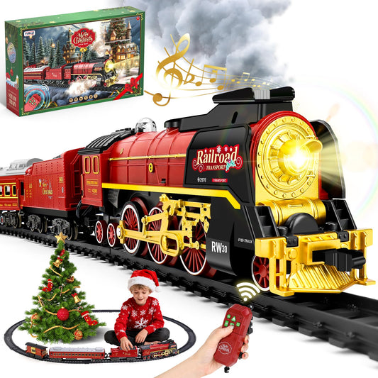 FuBegi Christmas train set with remote control for family fun and easy setup.