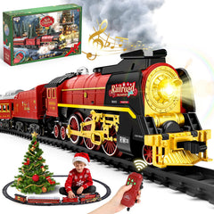FuBegi Christmas train set with remote control for family fun and easy setup.