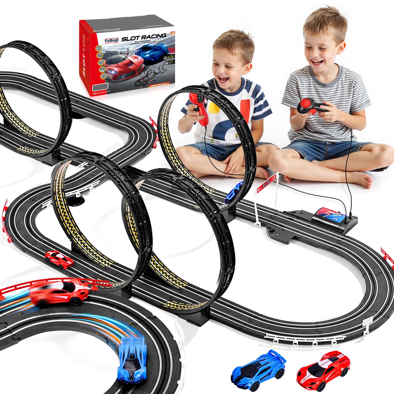FuBegi slot car track set with dual racing cars for exciting family races.