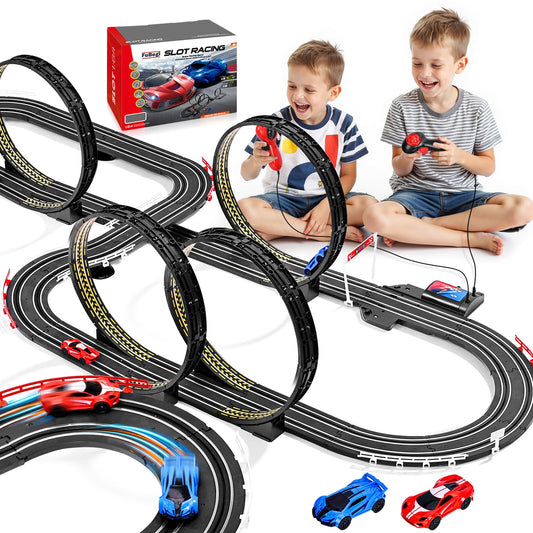 FuBegi slot car track set with dual racing cars for exciting family races.