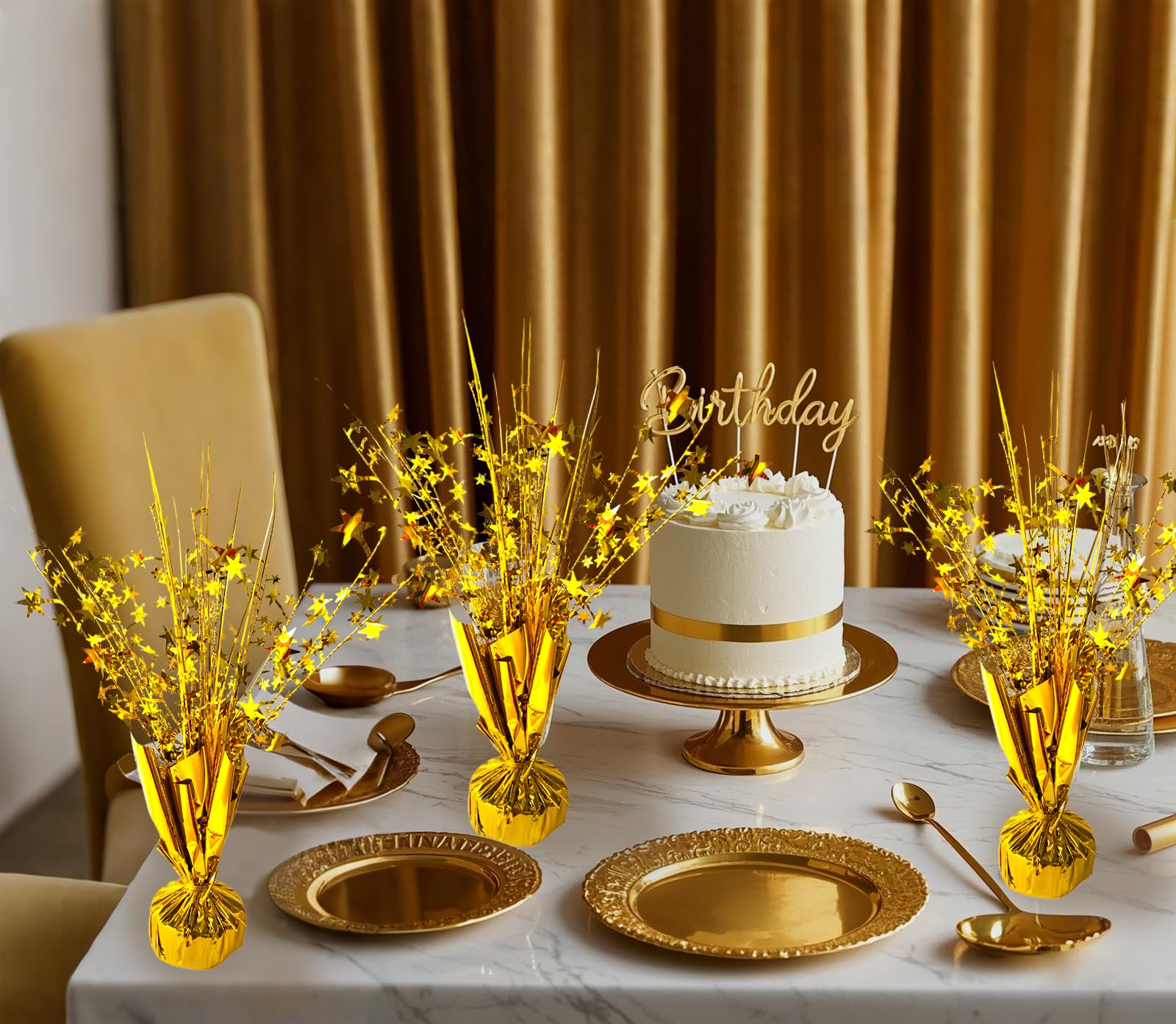 FUBININA metallic foil spray centerpieces with star accents