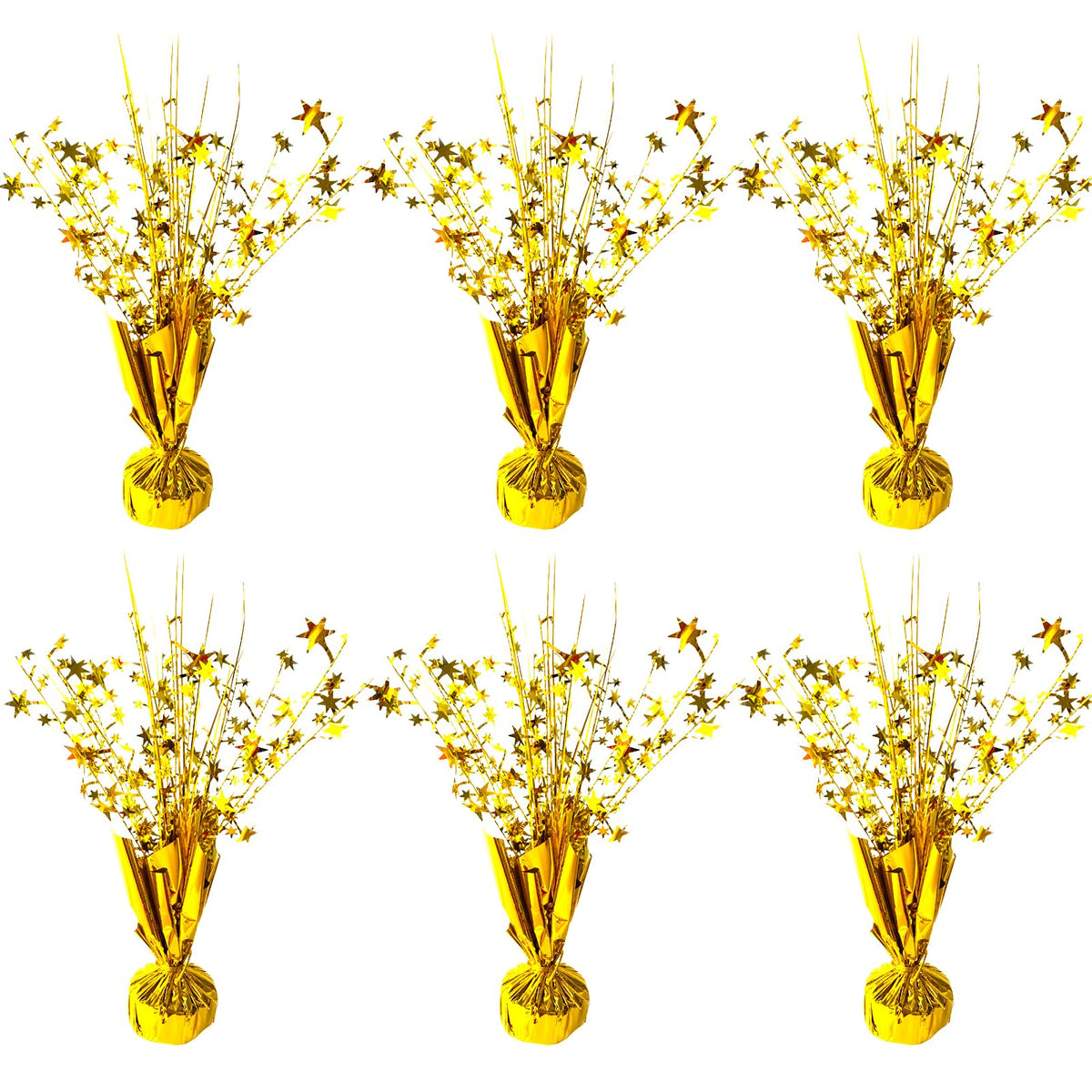 FUBININA star centerpiece foil spray gold, six-pack, ideal for festive table decor.