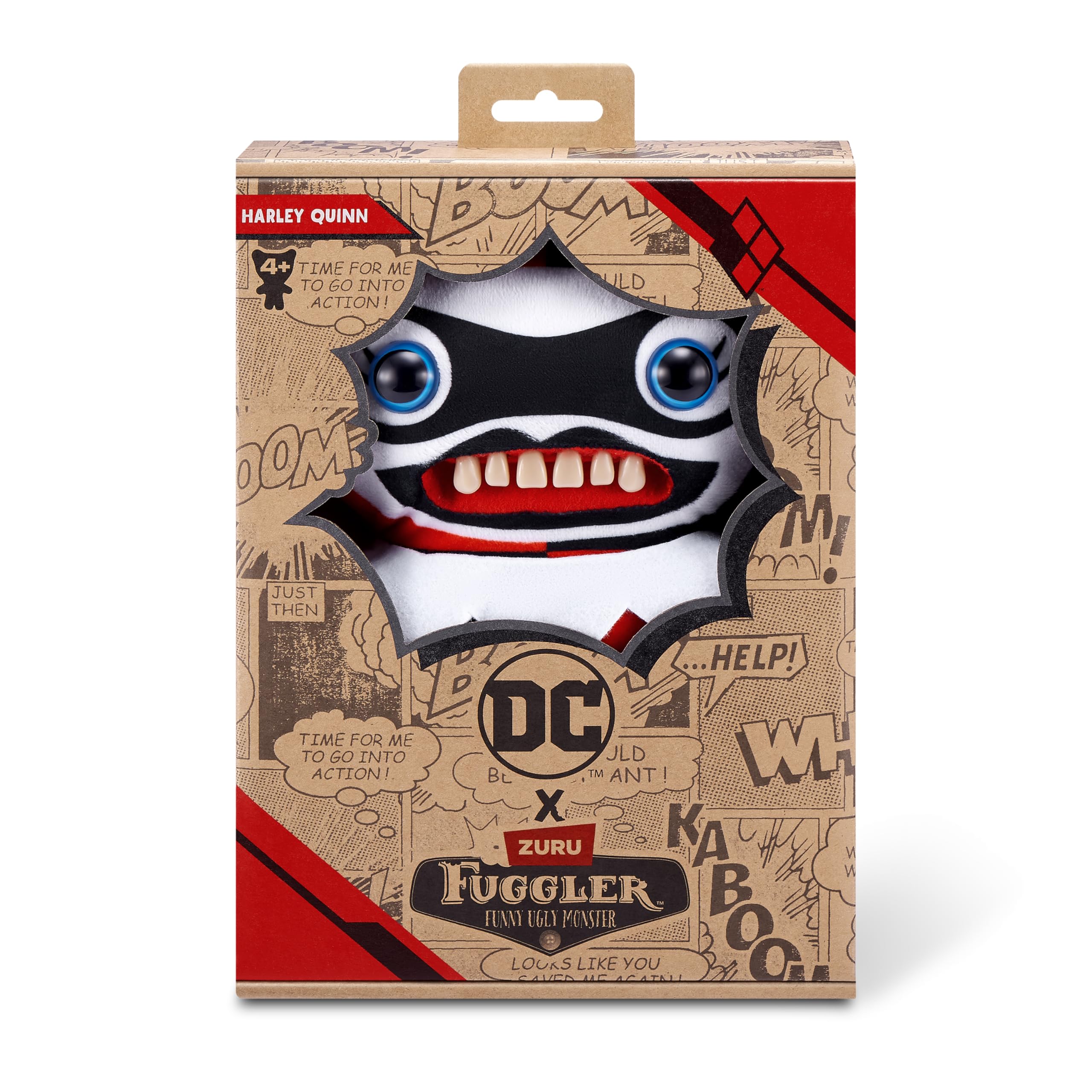 Harley Quinn Fuggler with human-like teeth adds character during imaginative play.