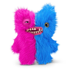Fuggler Misfit Monster Mr Screech pink and blue close-up with soft plush for cuddling.