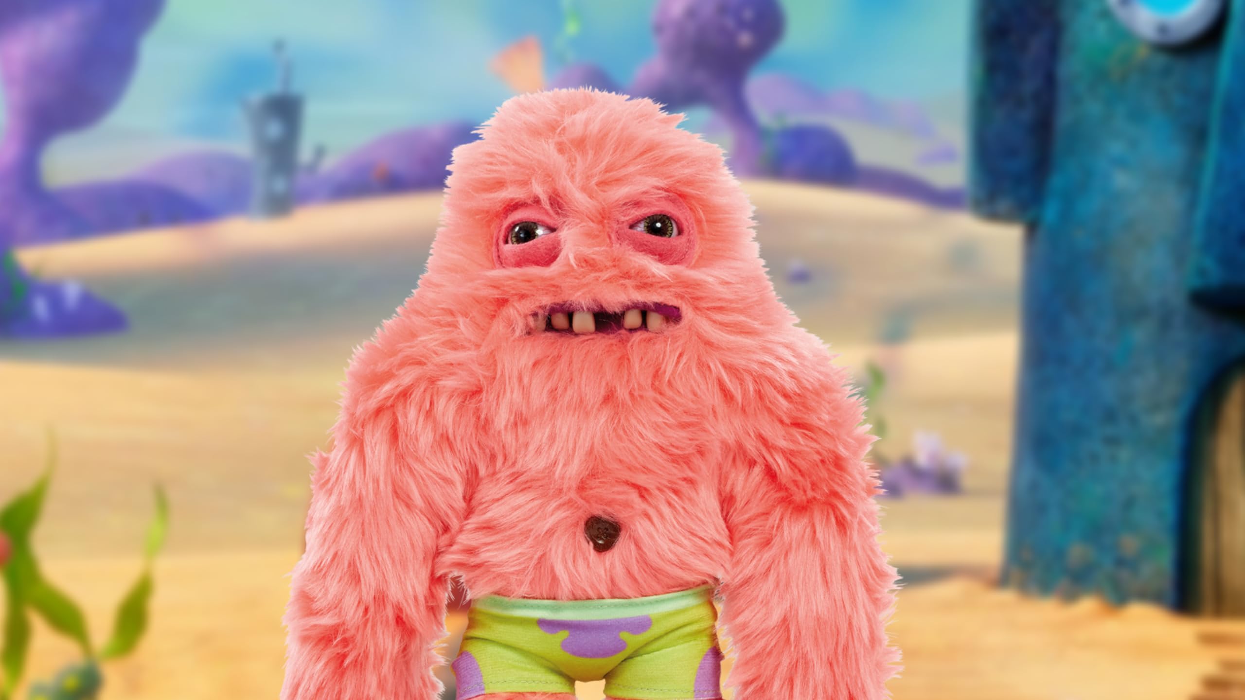 Fuggler SpongeBob-Patrick crossover close-up, showcasing mischievous design.