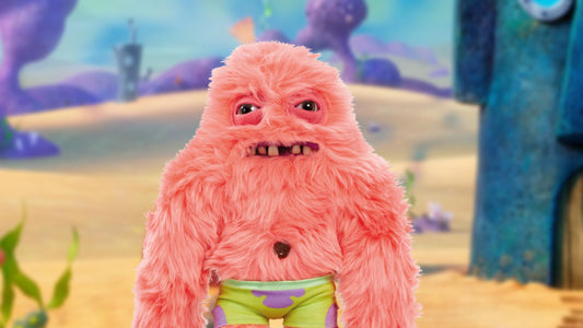 Fuggler SpongeBob-Patrick crossover close-up, showcasing mischievous design.