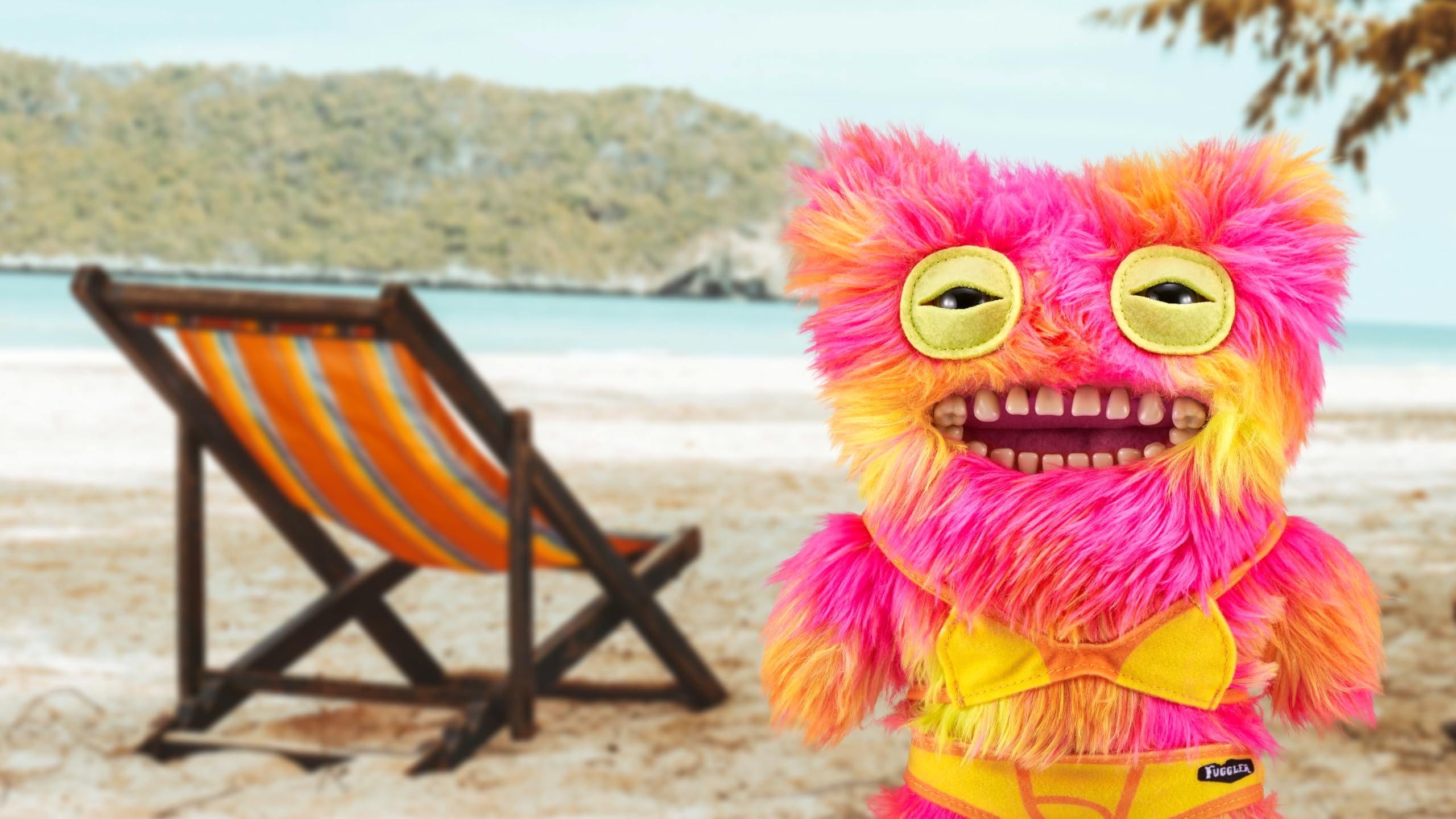 Fuggler Vacay Vibes Mr Buttons soft plush texture in hand