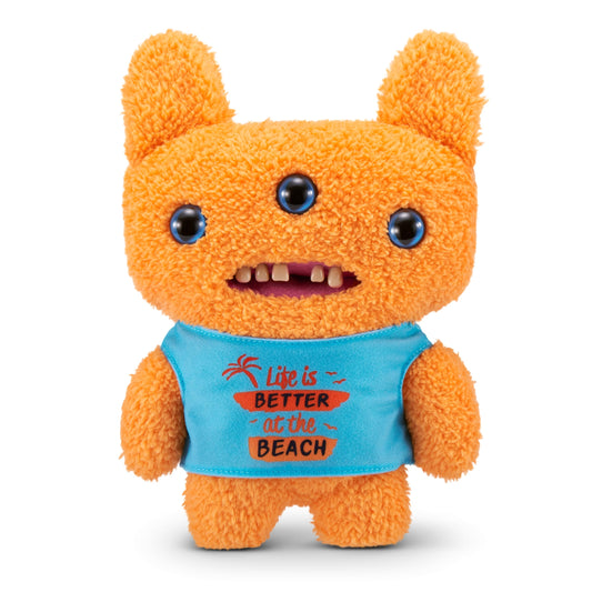Fuggler Vacay Vibes Reek-O Orange front view, plush texture ideal for cozy play.
