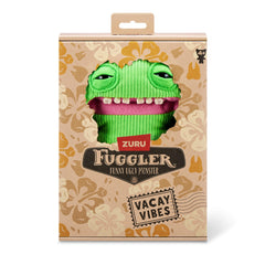 Fuggler Smiley O Riley Green in suitcase demonstrates portable vacation vibes for play