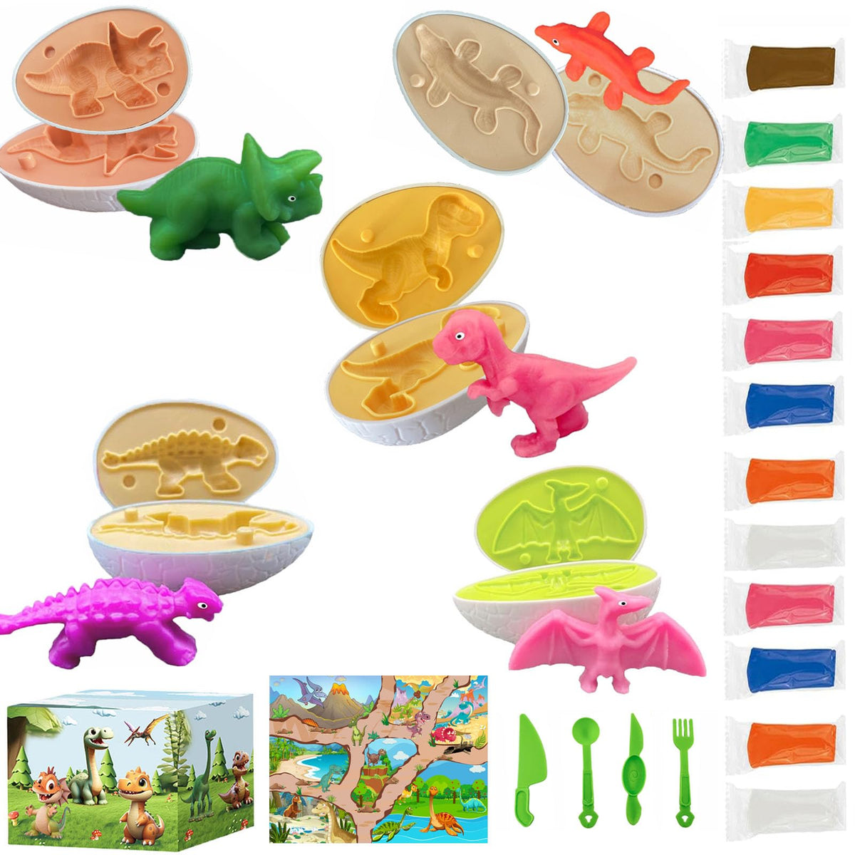 Fuijeuj Playdough dinosaur eggs molds for creative dinosaur crafts and play