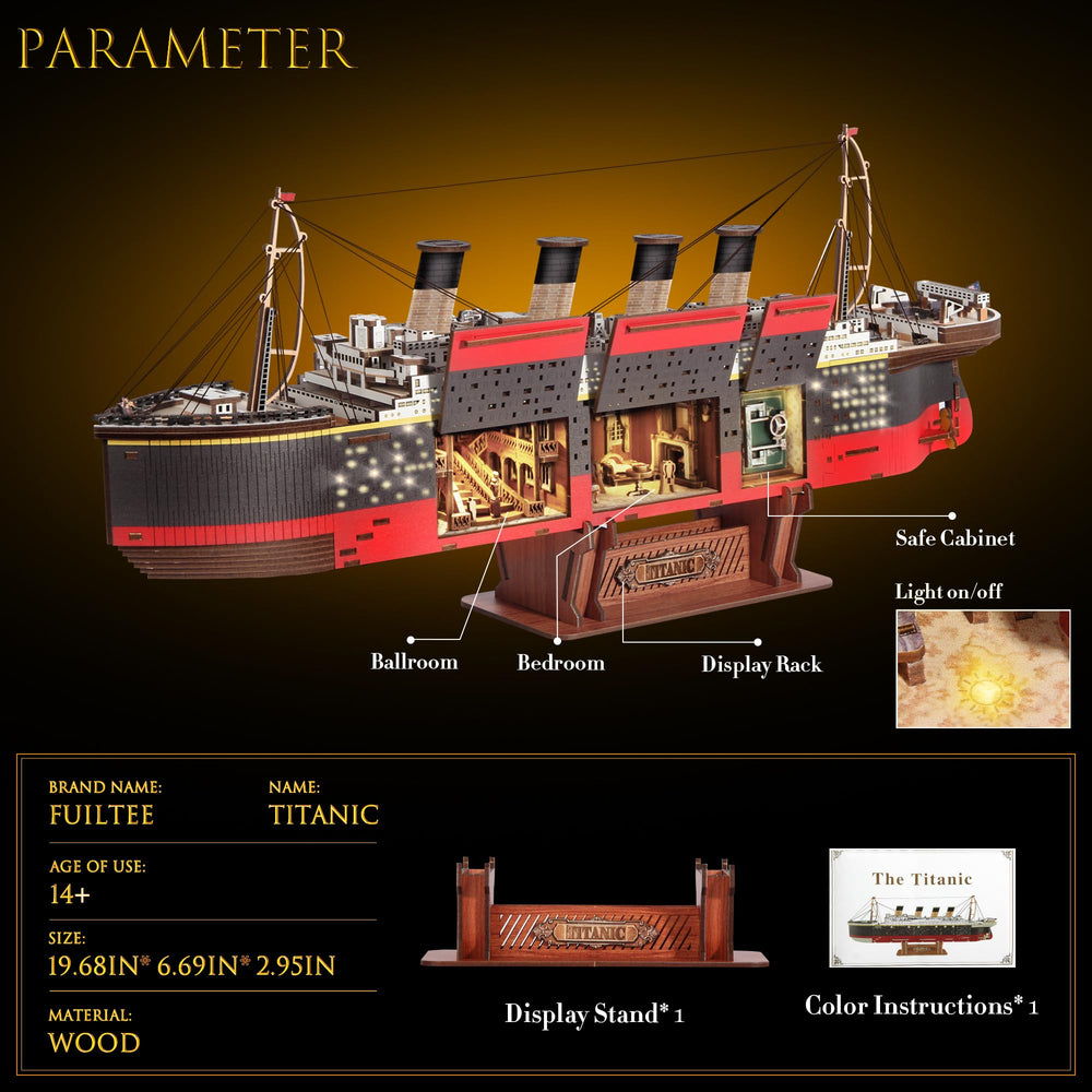 Fuiltee Titanic 3D puzzle easy assembly manual helps beginners complete the model.