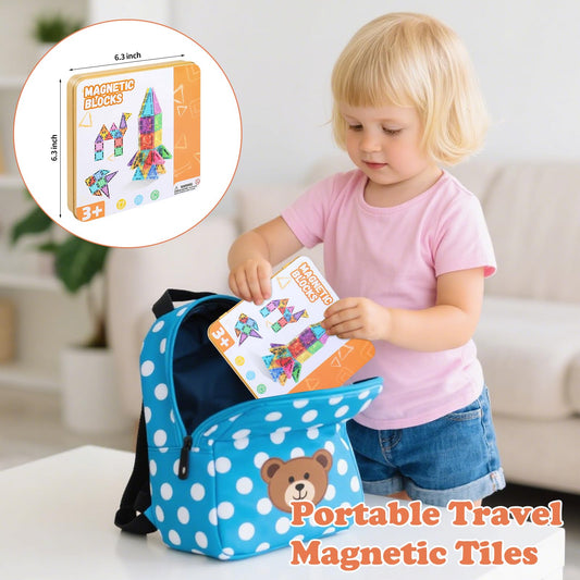 Fuliuyu travel magnets tiles showcase bright colors to spark imaginative play during trips.