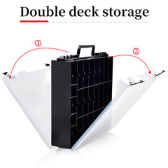 FULLCASE double-sided carrying box with 48 compartments for compact toy storage.