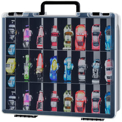 FULLCASE toys organizer with 48 compartments keeps Hot Wheels cars neatly organized.