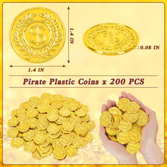FULLIVE 1.4 inch plastic coins add lightweight pirate accents
