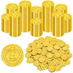 FULLIVE 200-pcs gold coins for treasure themed party decor