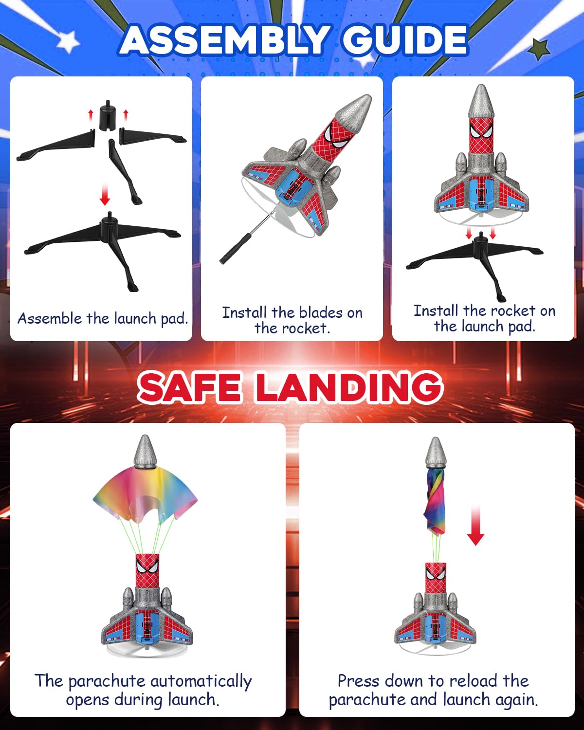 Fullware Rocket Launcher parachute ensures soft landings after high-altitude flights.