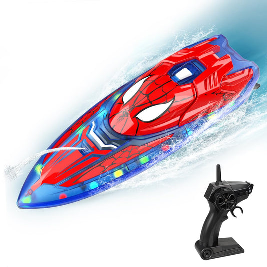 Fullware Spider Hero RC Boat front view with bold design and LED readiness.
