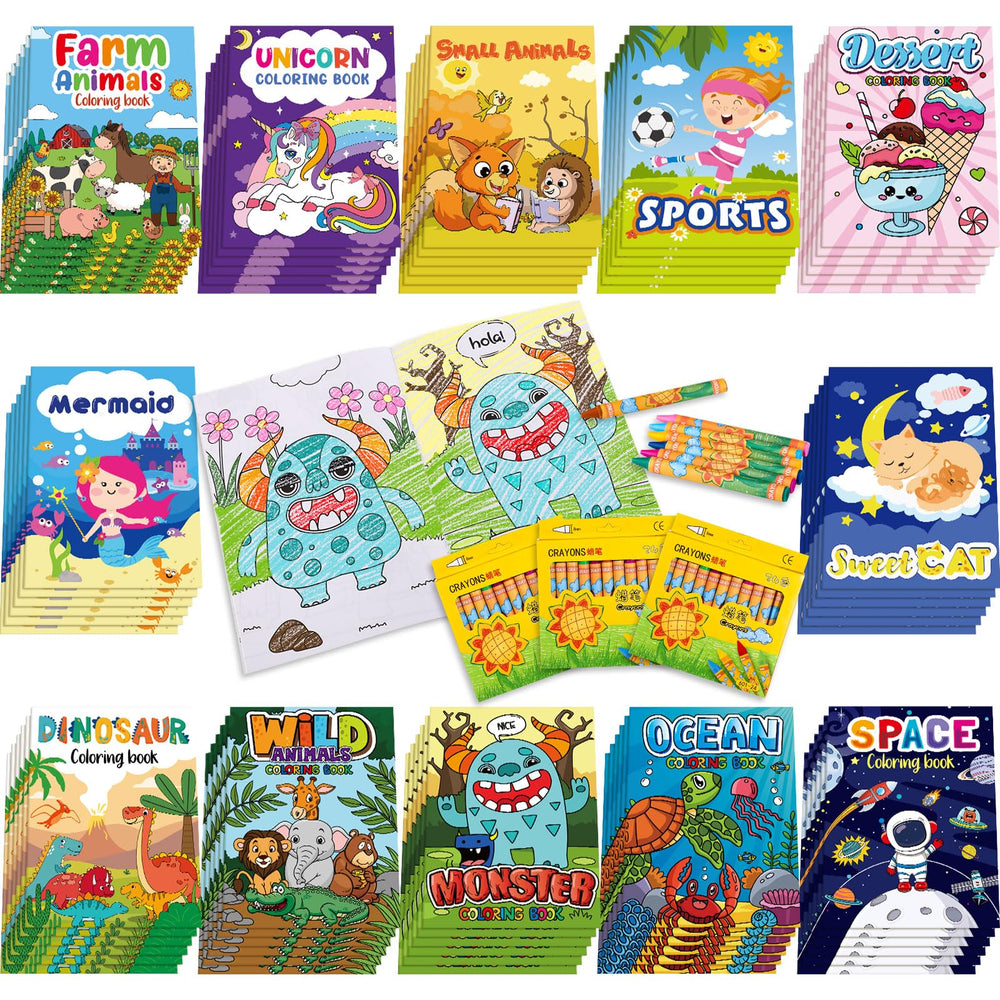 Fulmoon 144-pcs coloring books with crayons feature dinosaur pages for imaginative play.