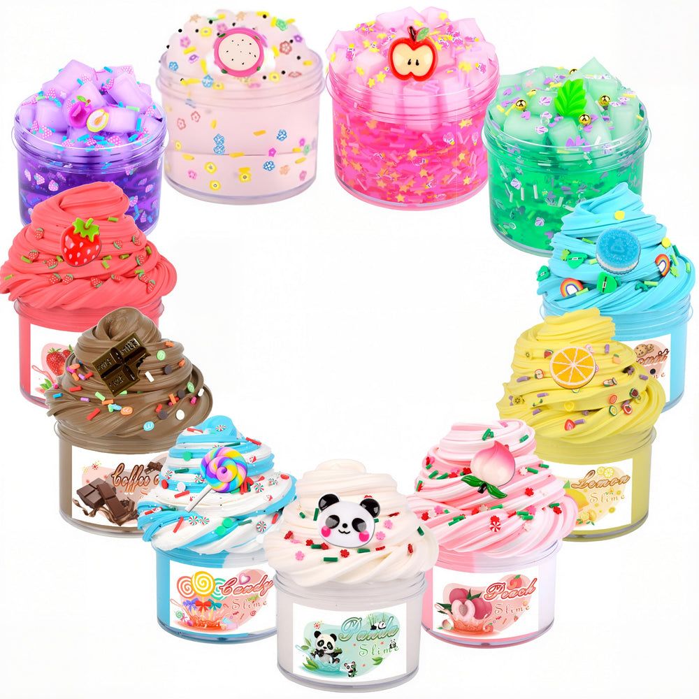 Fumeetplax 11-pack peach slime kit shown for family playtime and creativity.