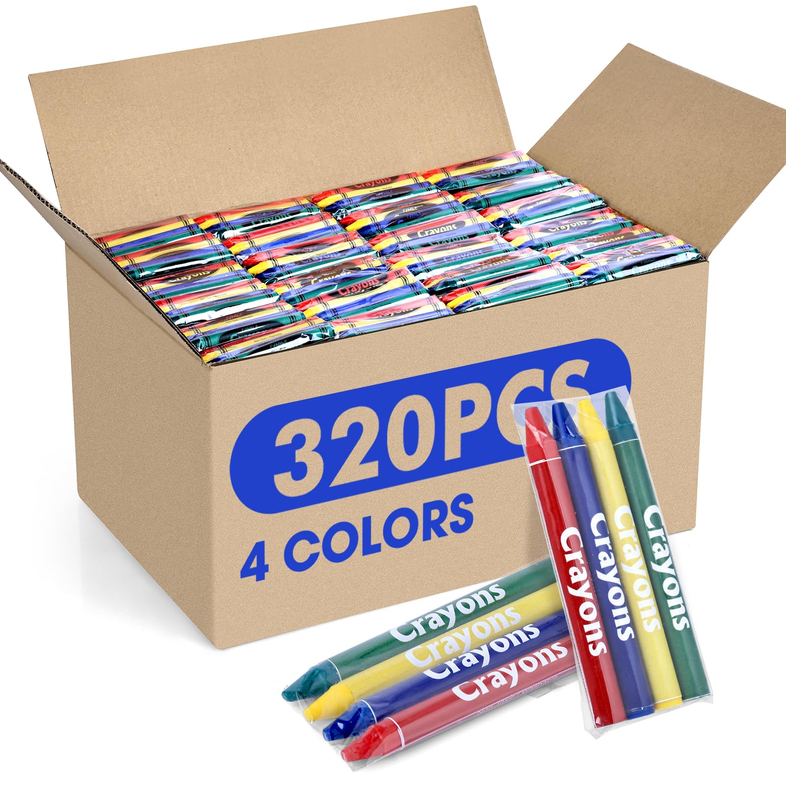 FUMILE 320-count crayons pack with vivid colors for classroom crafts.