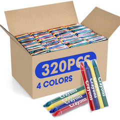 FUMILE 320-count crayons pack with vivid colors for classroom crafts.