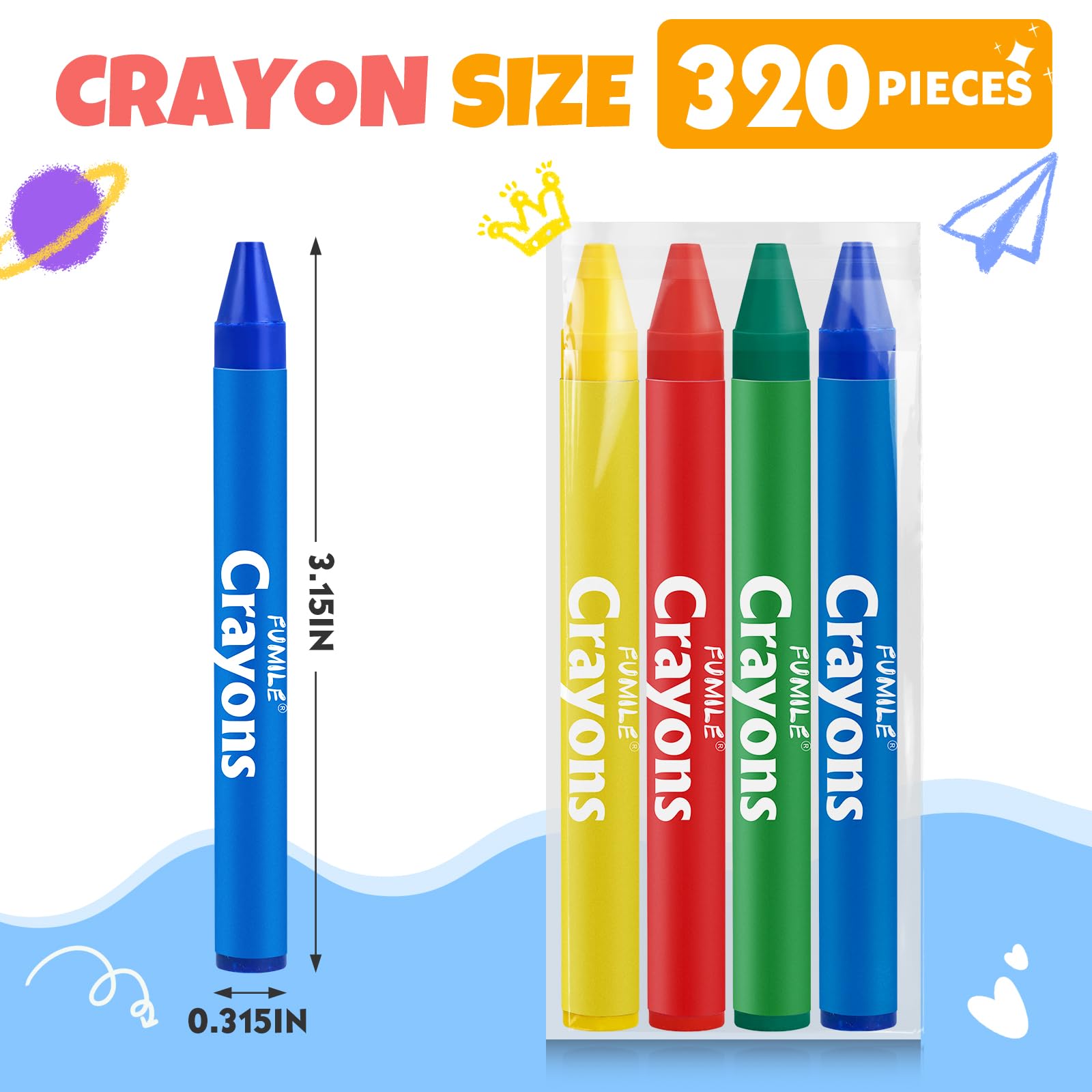 80 sets of four colors, individually wrapped for easy distribution.