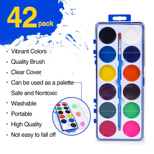 FUMILE watercolor paints with ergonomic brush for easy grip and precise strokes.