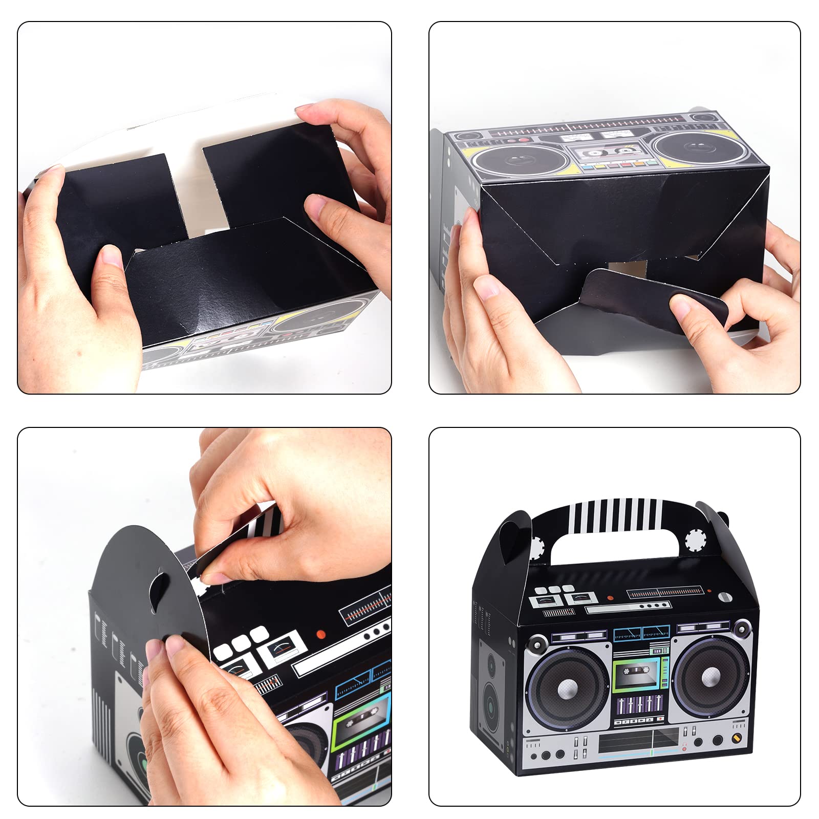 Fumwase dessert table centerpiece featuring a vibrant boombox design