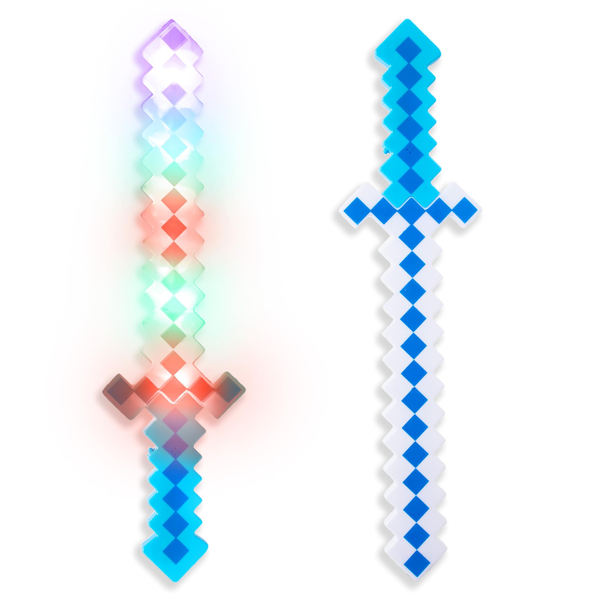 Fun Central blue pixel sword glow for nighttime play and epic battles.