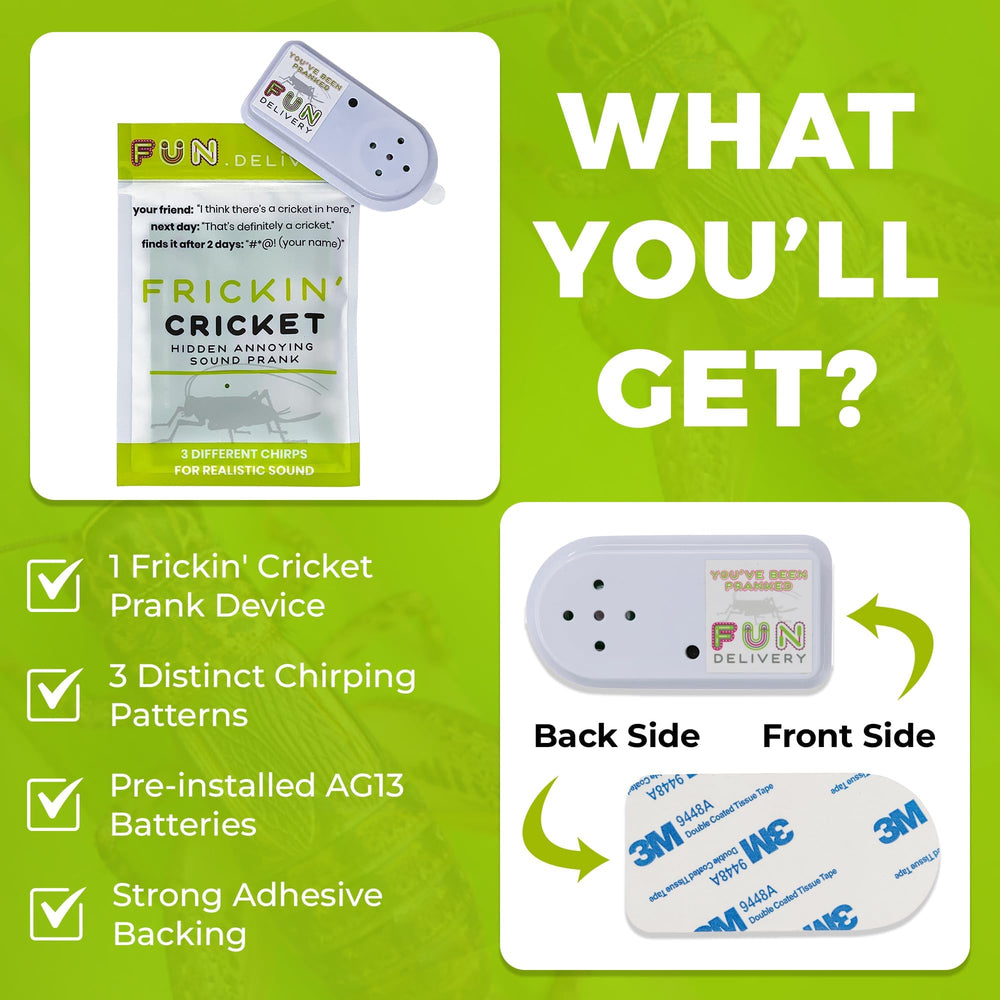 Gag gift potential from FUN delivery Frickin' Cricket sparks lighthearted reactions