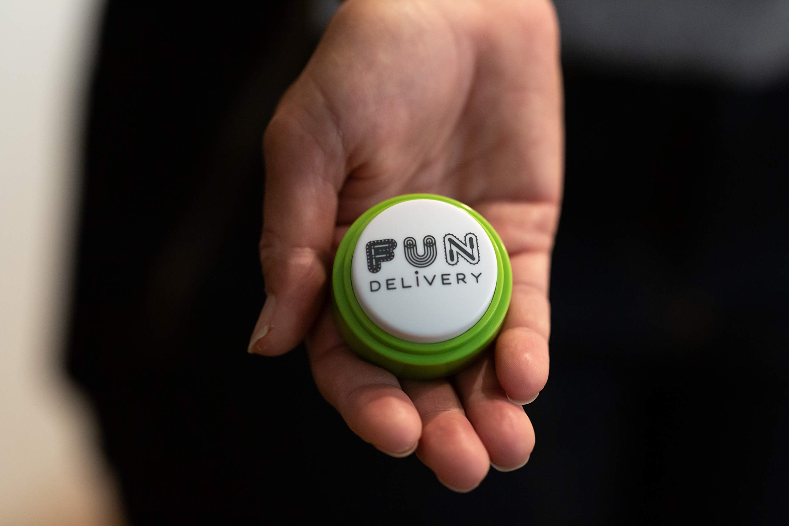 FUN Delivery Man Akin with pre-set phrases enhances party humor and playful moments.