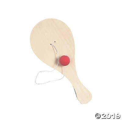 Fun Express paddle ball set of 12 with varied patterns for group play and party favors.