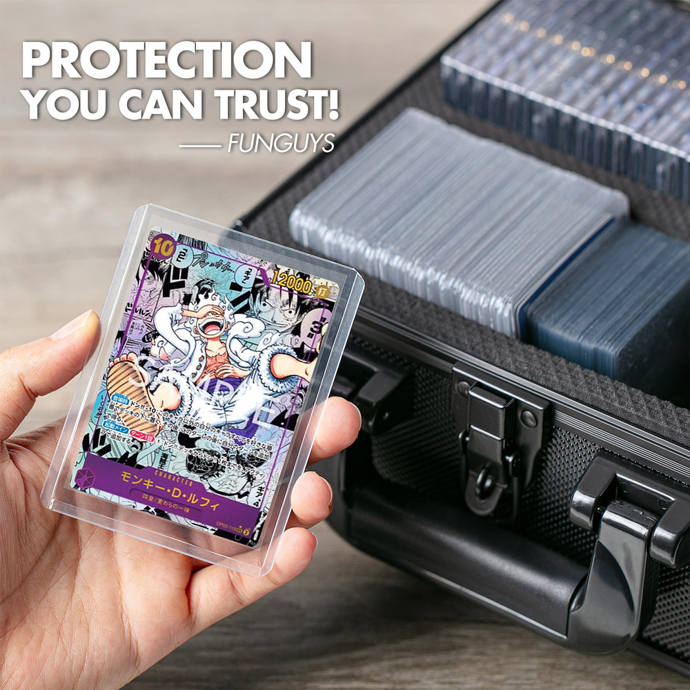 FunGuys TopLoader in use with sleeves demonstrates protective portable storage