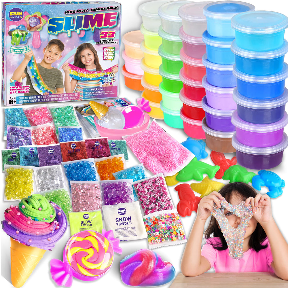 FUN KIDZ 33 Cups Jumbo Slime Kit box setup for gifting and display.