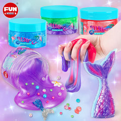 FUN KIDZ 8-pack mermaid slime colors shows vibrant hues for creative mixing.