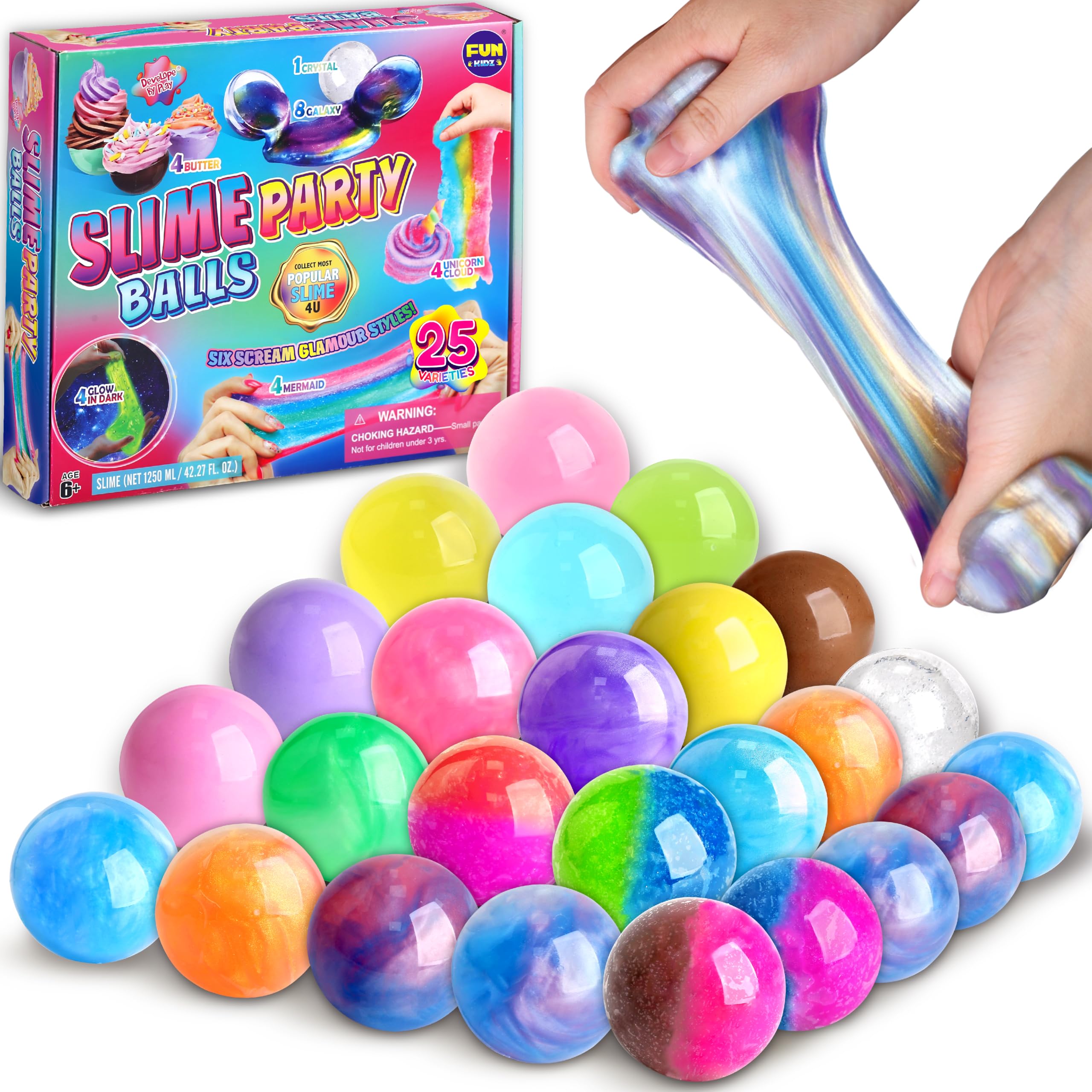 FUN KIDZ Galaxy slime ball—vibrant swirl for engaging play and party favors.
