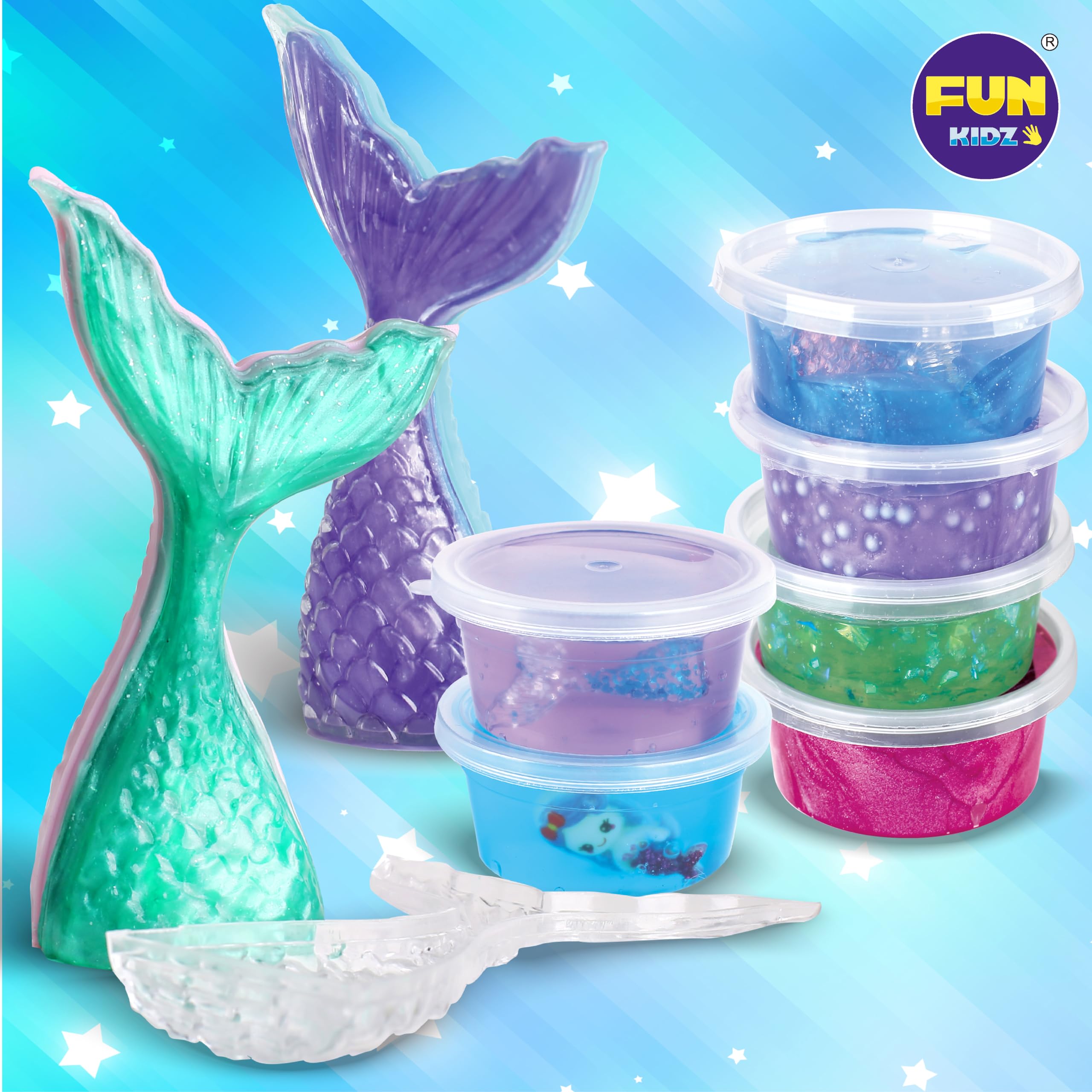 FunKidz color drops and add-ins enable many slime styles.