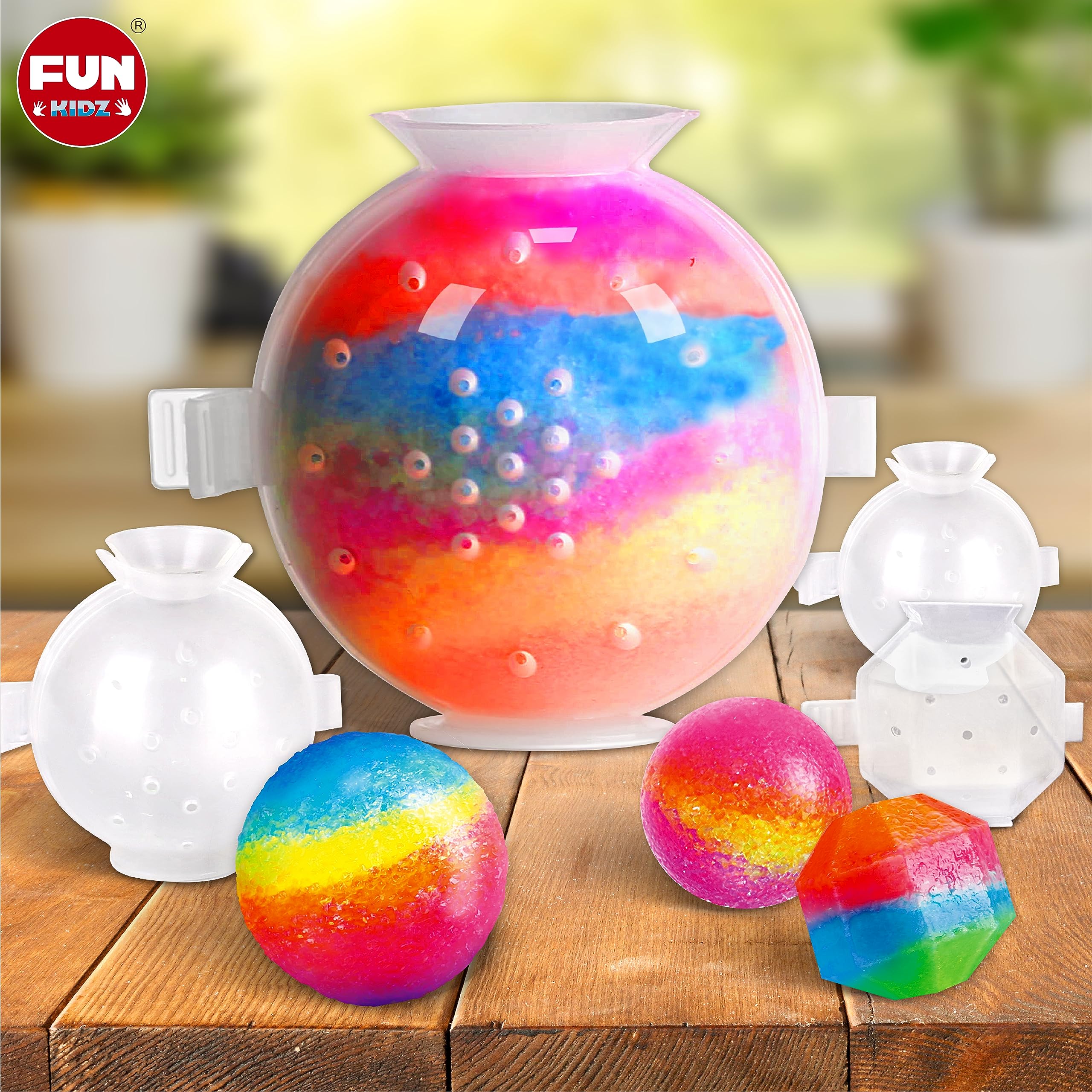 FUN KIDZ crystal powder mixing for colorful bouncy ball creation