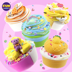 FunKidz cupcake butter slime pack showcasing soft stretchable texture for tactile exploration